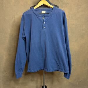 Vintage Goodwear USA Made Navy Henley Shirt Cotton Long Sleeve Men’s L
